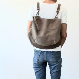 תיק גב עגול ורסטילי חום אפרפר