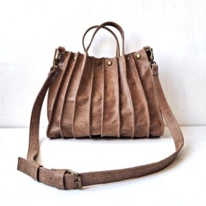 תיק פליסה  - חום בהיר